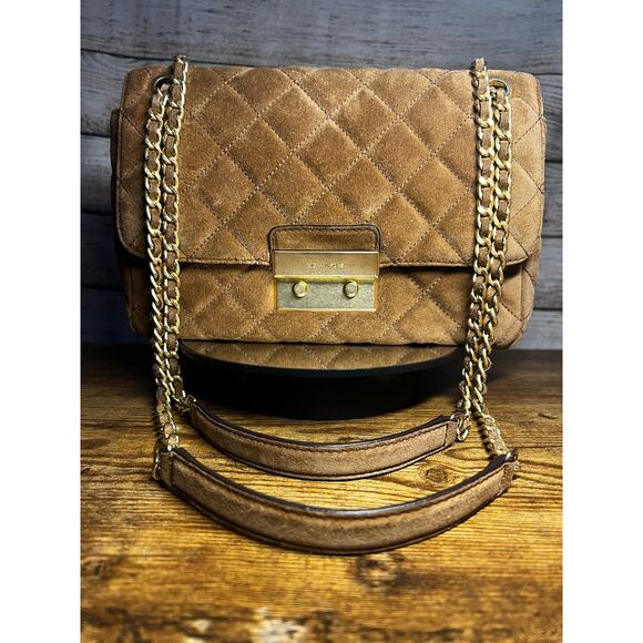Michael Kors Sloan Quilted Suede Shoulder Bag - Picture 1 of 12